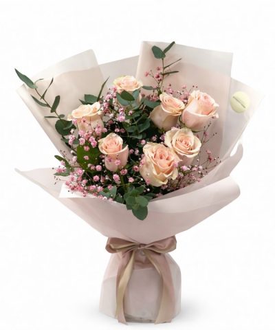 Ανθοδέσμη με Ροζ Τριαντάφυλλα