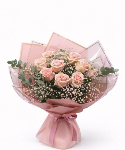 Ανθοδέσμη με 9 Ροζ Τριαντάφυλλα “Pink Love ”